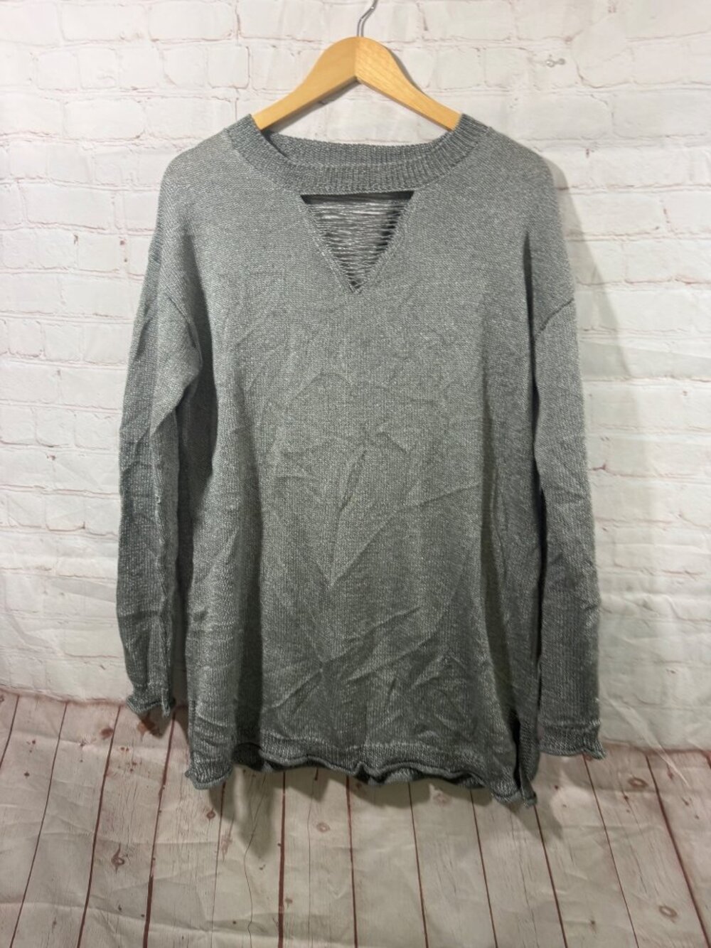 Lane Bryant Silver Metallic Gray Long Sleeve Sweater Womens Size 14/16
